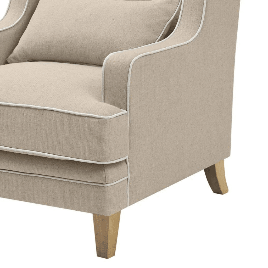 Alexandra Occasional Chair Natural with White Piping