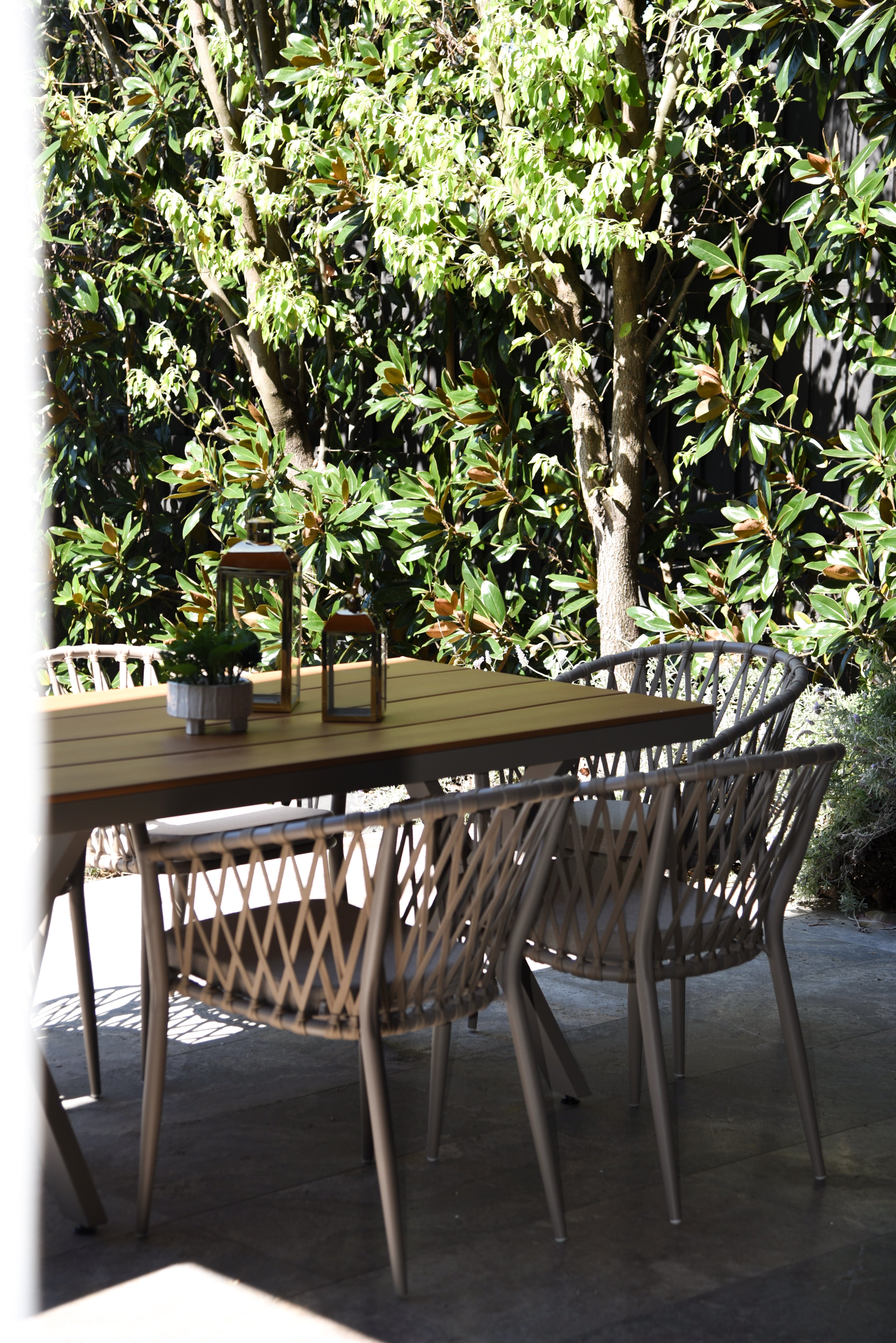 Natural 4 Seater Woven Outdoor Lounge Dining Table & Chair Set