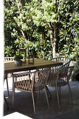 Natural 4 Seater Woven Outdoor Lounge Dining Table & Chair Set