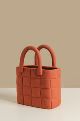 Terracotta Woven-Style Ceramic Tote Vase