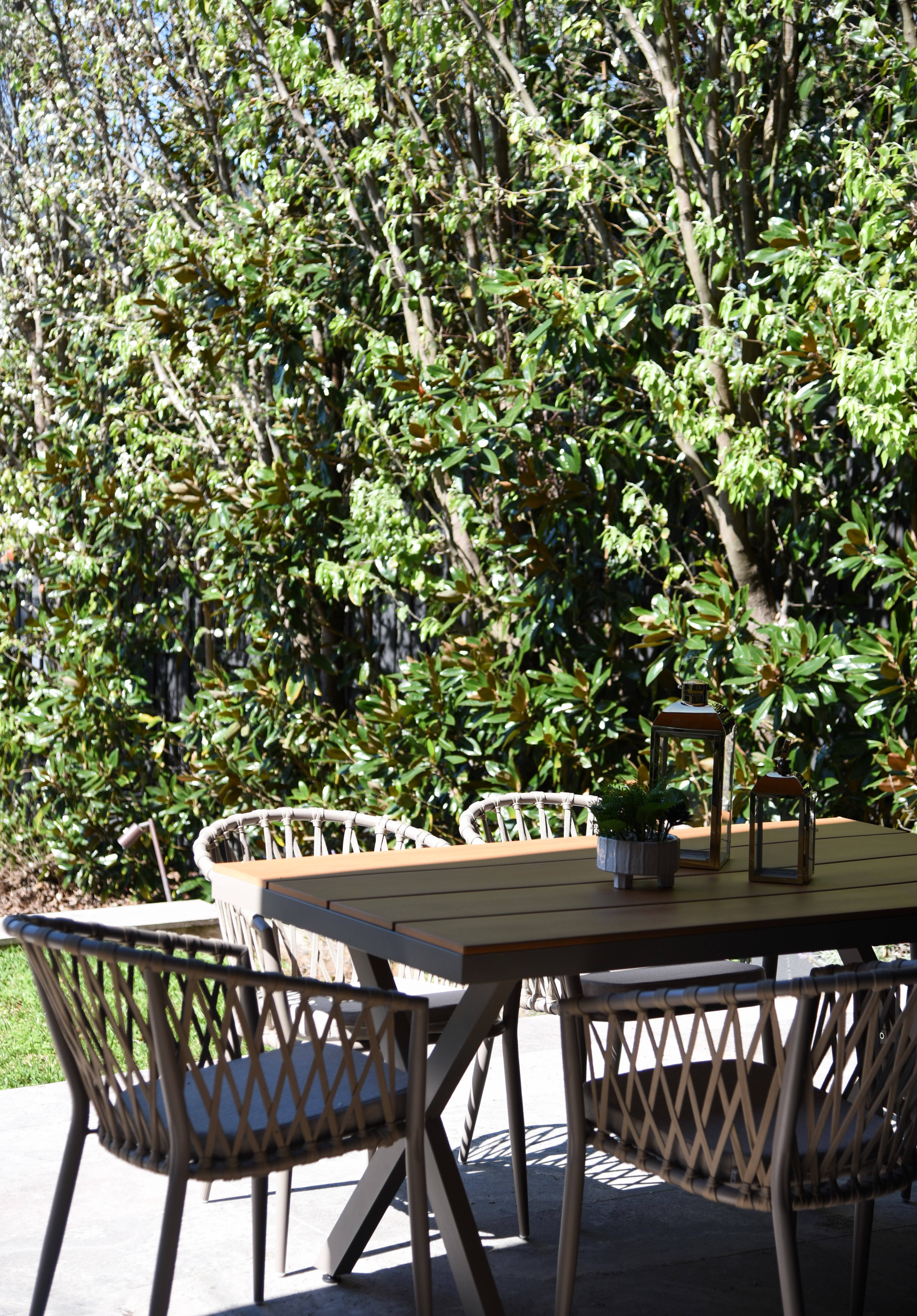 Natural 4 Seater Woven Outdoor Lounge Dining Table & Chair Set